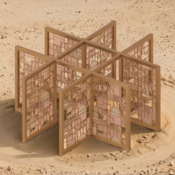 Graphic of an installation in the desert