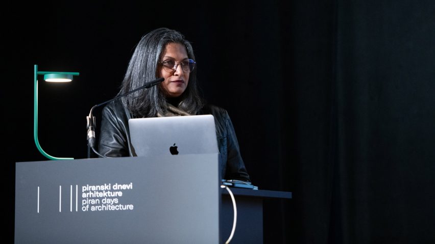 Photo of person speaking at the Piran Days of Architecture conference