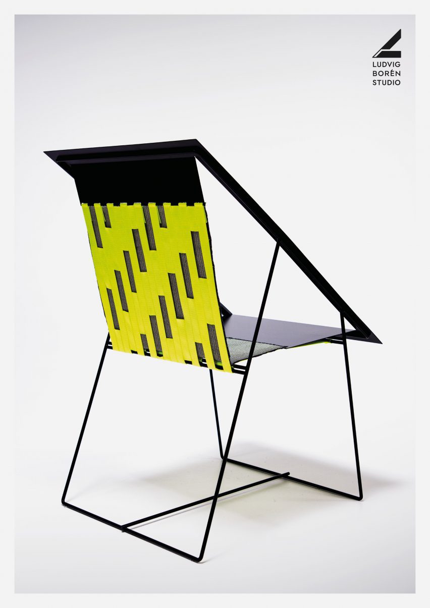 a chair in tones of black and yellow