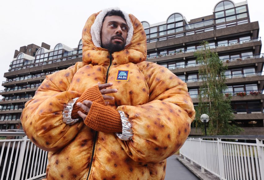 a photograph of a person wearing a brown puffer jacket