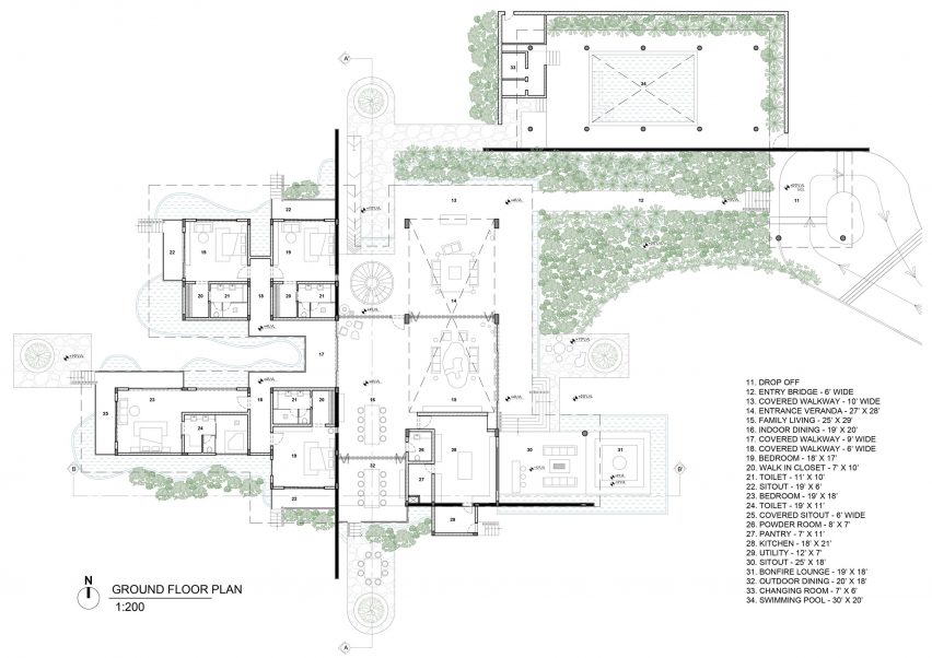 Plans of Antriya, a weekend home in Hyderabad by 23 Degrees Design Shift