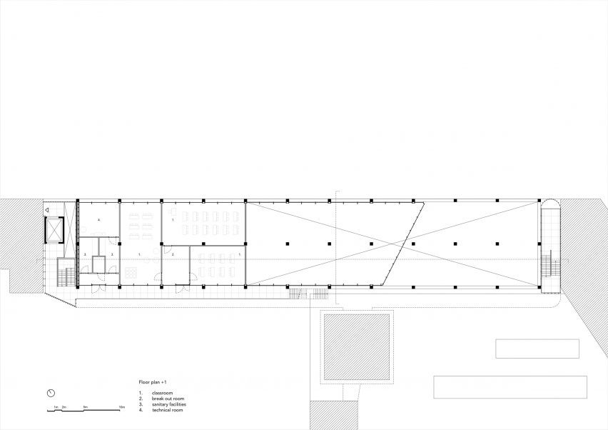 First floor plan of Atelier PPW by NWLND Rogiers Vandeputte and architect Kris Broidioi