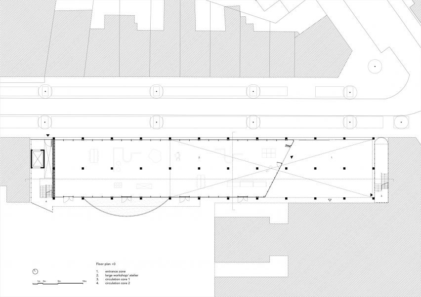 Ground floor plan of Atelier PPW by NWLND Rogiers Vandeputte and architect Kris Broidioi