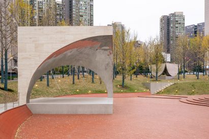Stage at a park pavilion by Atelier Xi