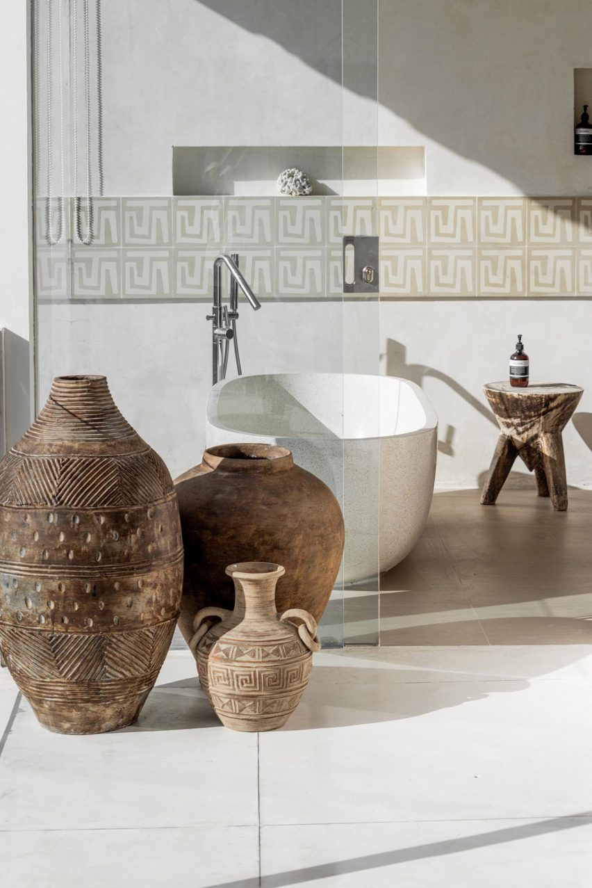 Ceramics in bathroom of Bi Design House in Bali