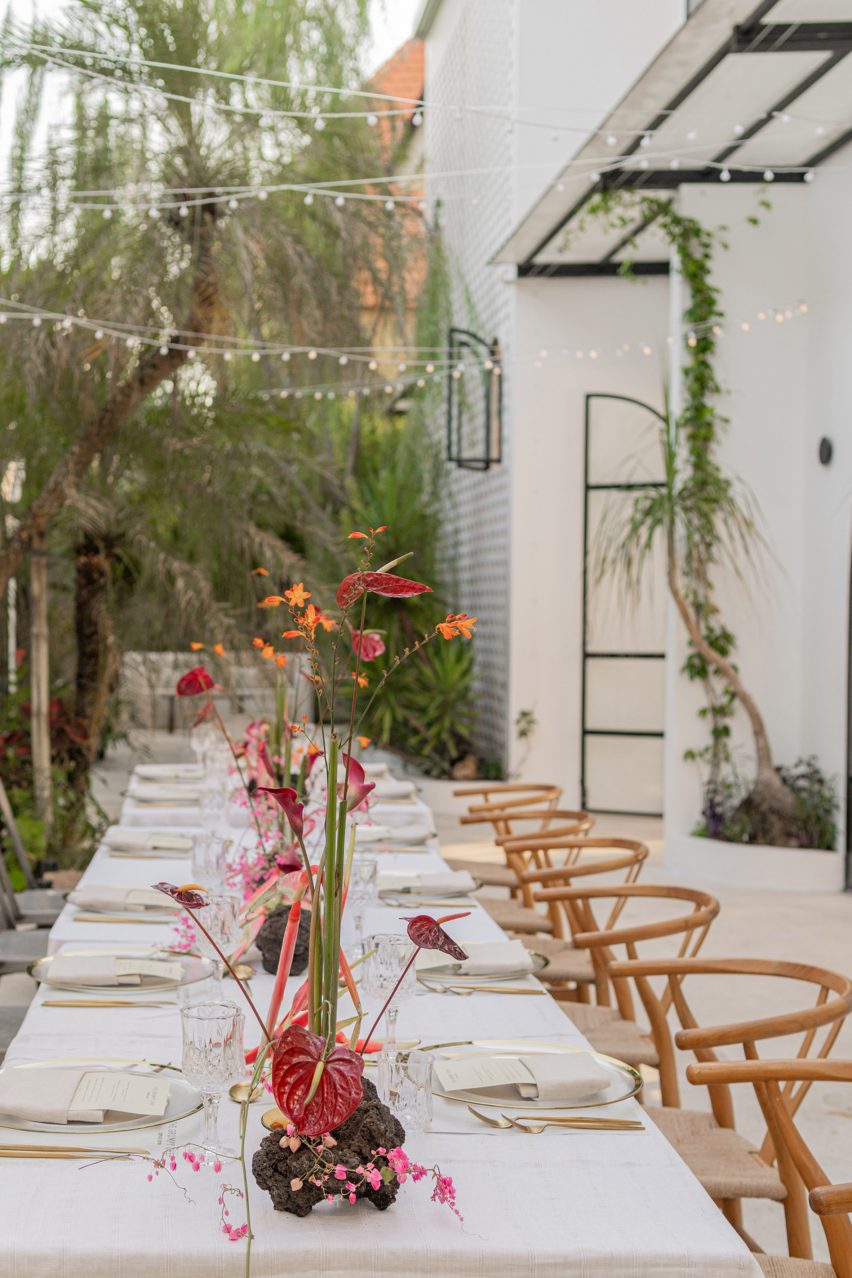 Courtyard dining at Bi Design House in Bali