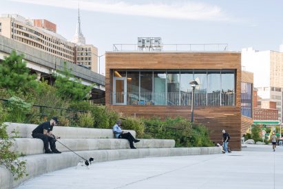Wood-clad solar centre on East River