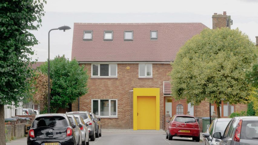 Banana-yellow front door