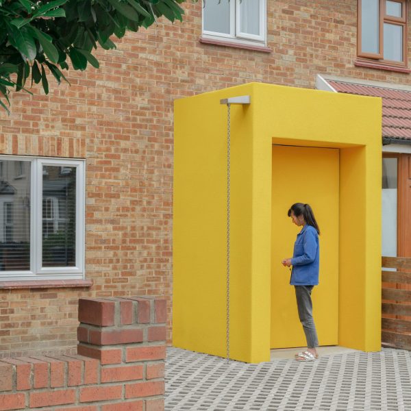 Banana-yellow front door