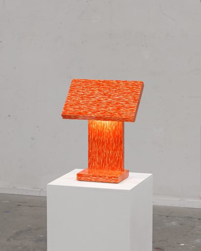 Orange lamp from Crayon Pine collection by Adrian Bursell and Siri Svedborg