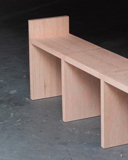 Close-up of bench with light pink pattern
