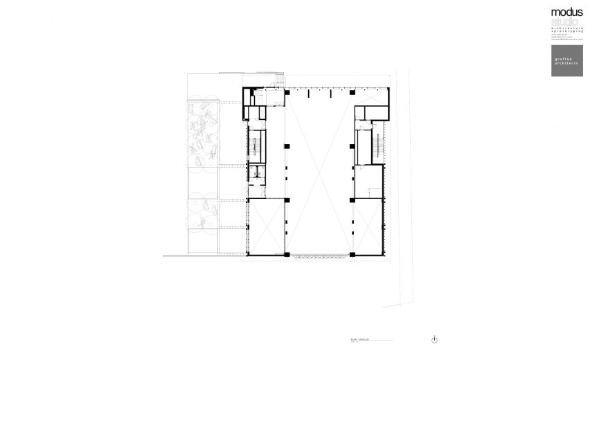 Ground floor plan of the Anthony Timberlands Center for Design and Materials Innovation by Grafton Architects