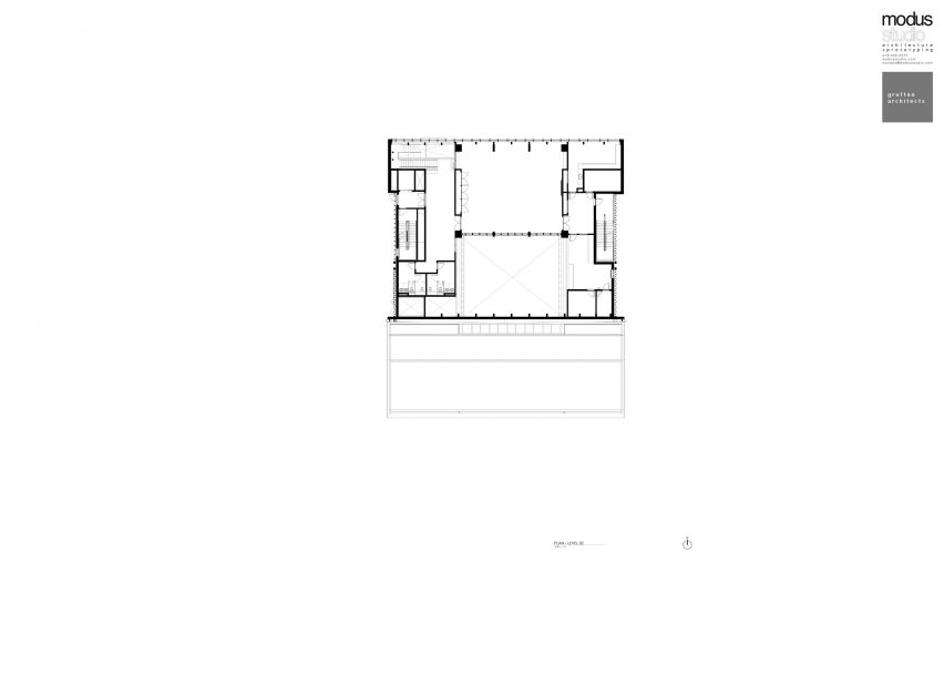 First floor plan of the Anthony Timberlands Center for Design and Materials Innovation by Grafton Architects