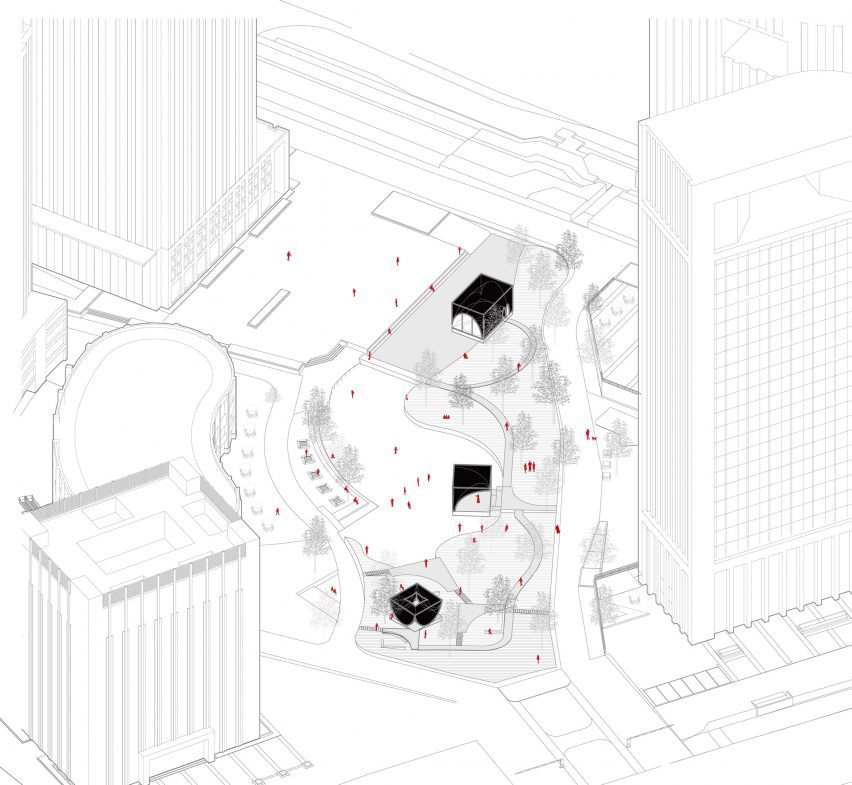 Axonometric of the AYDC Public Art Centre by Atelier Xi