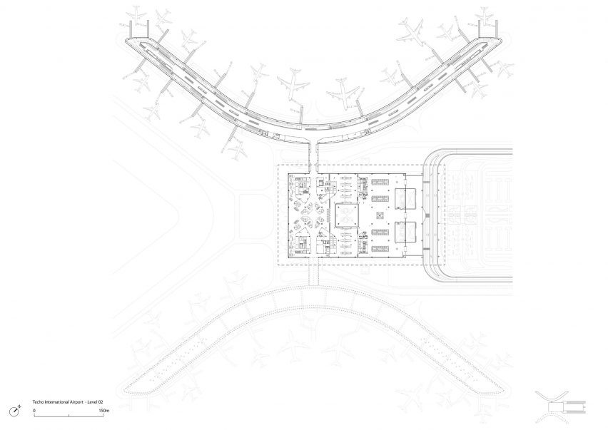 Second floor plan of Techo International Airport by Foster + Partners