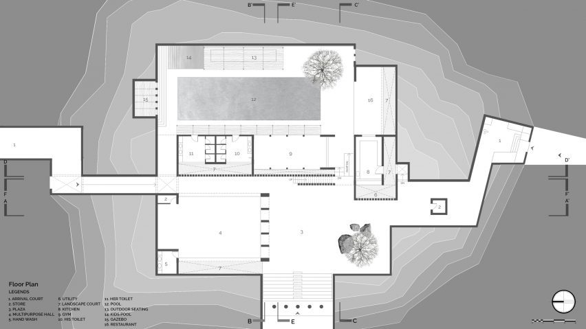 Floor plan of The Street community clubhouse in India by Studio VDGA