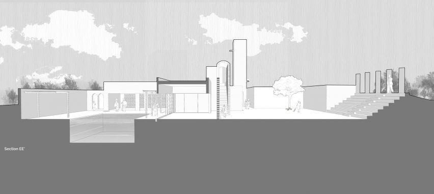 Section of The Street community clubhouse in India by Studio VDGA