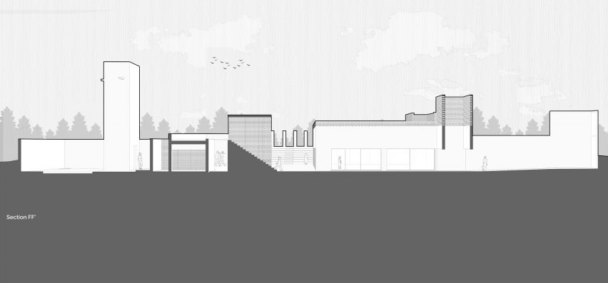 Section of The Street community clubhouse in India by Studio VDGA