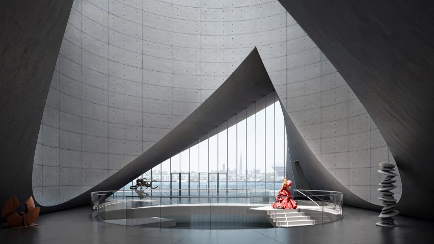 Render of a gallery interior by Tadao Ando
