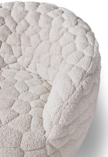 Close-up of 3D-quilted upholstery on a chair