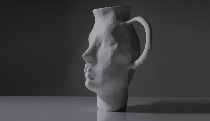 Face-shaped vase created for AI: Brilliantly Bad by Front