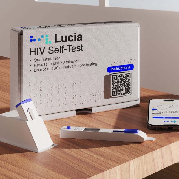 a photograph of an HIV test for people with visual impairments