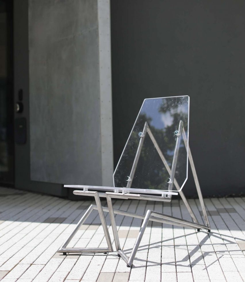a photograph of a clear acrylic chair
