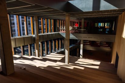 Staircase with stepped seating in a food research centre by BIG and Bat Architecture