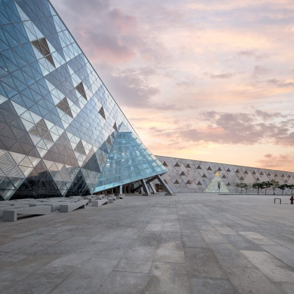 Facade with triangular motifs