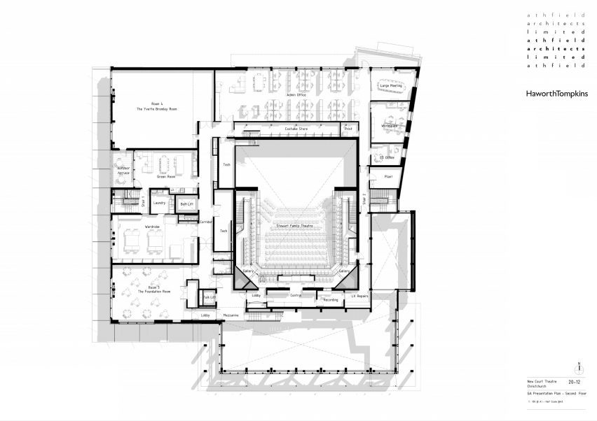 Plan of The Court Theatre by Haworth Tompkins and Athfield Architects
