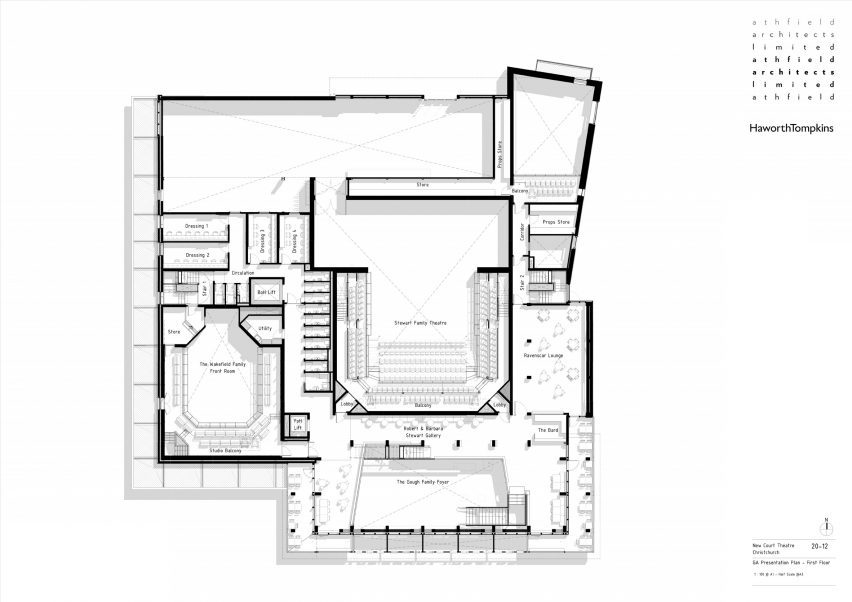 Plan of The Court Theatre by Haworth Tompkins and Athfield Architects