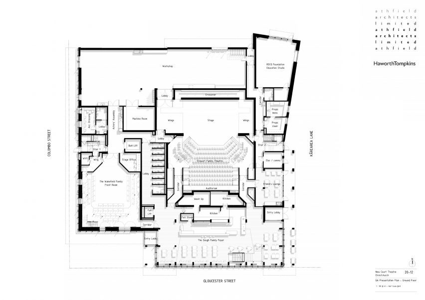 Plan of The Court Theatre by Haworth Tompkins and Athfield Architects