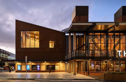 Exterior view of arts venue by Haworth Tompkins and Athfield Architects