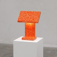 Orange lamp from Crayon Pine collection by Adrian Bursell and Siri Svedborg