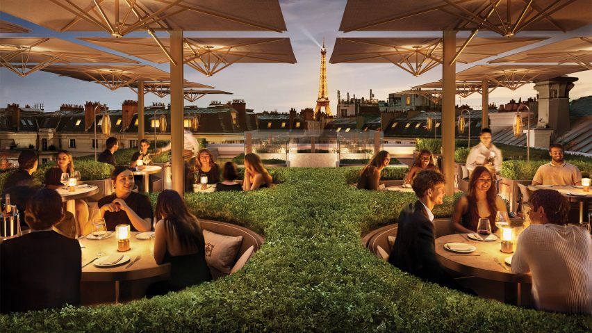 Rooftop bar at RH Paris by Foster + Partners