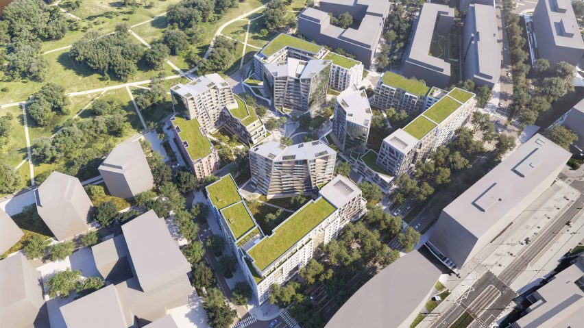 Render of Sekyra Flowers housing in Prague by Studio Libeskind