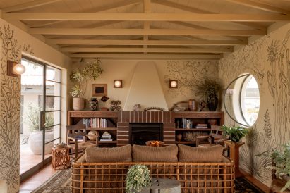Hotel lobby featuring vintage, custom and locally sourced furniture