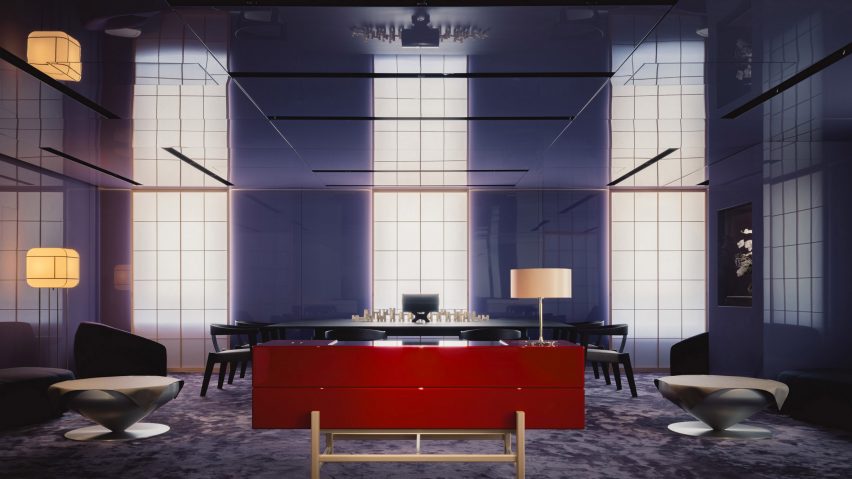 Purple lounge in Tokyo store