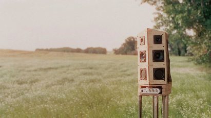 a photograph of an outdoor speaker