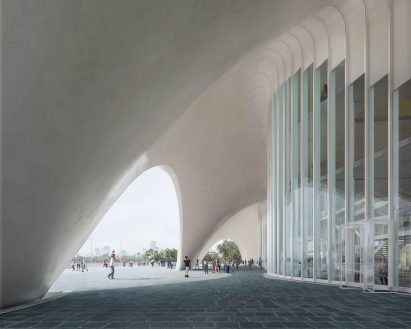 Render of an opera house by Renzo Piano Building Workshop and PTW Architects