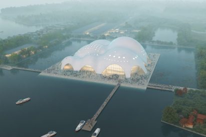 Render of Isola Della Musica opera house by Renzo Piano Building Workshop and PTW Architects