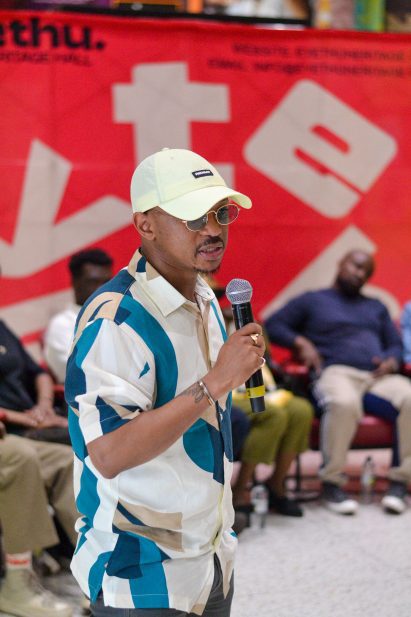 Tebogo Moalusi at a talk