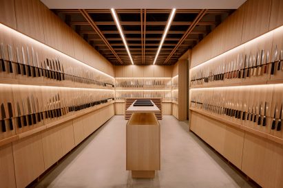 Wood-panelled knife shop