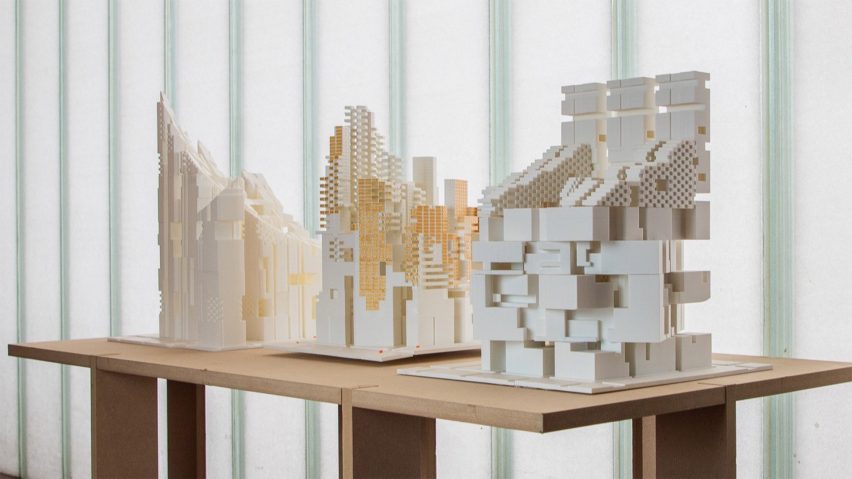 architectural models on a building