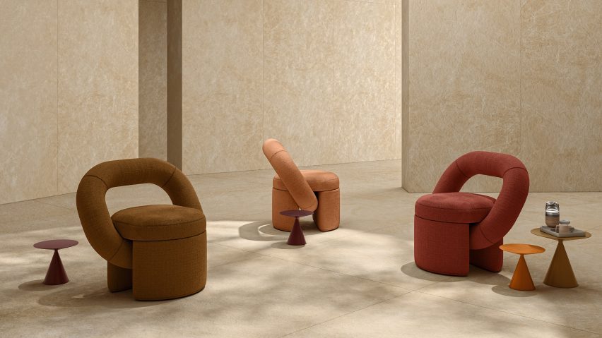 Living room with Midas Collection stone from Dimore Surfaces
