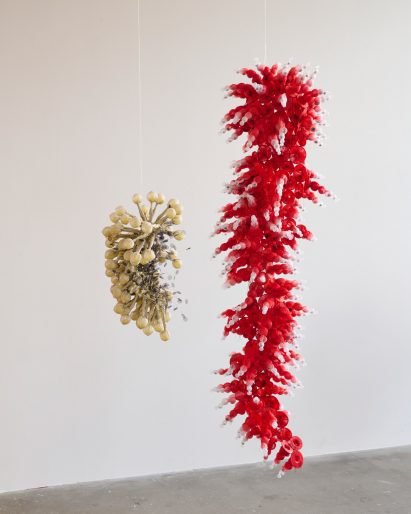 Cascading textiles by artist Lærke Lillelund
