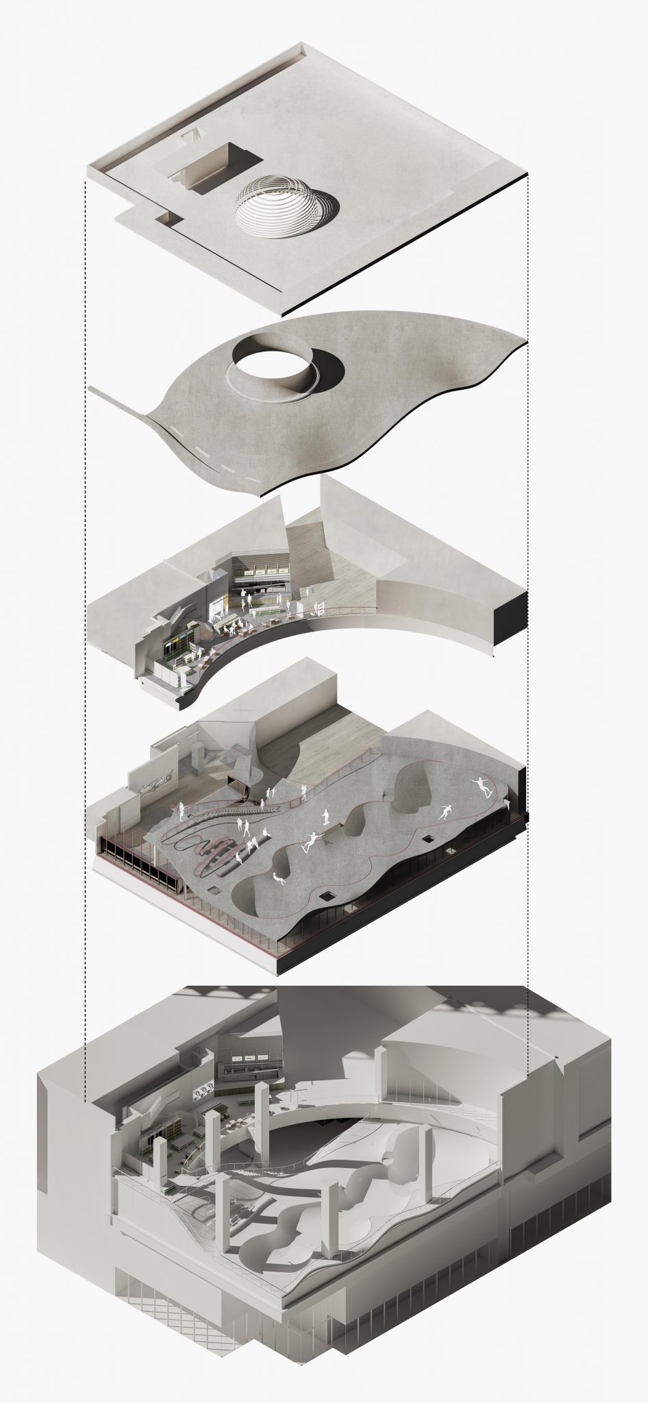 Exploded view of skatepark