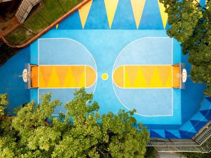 POOR Collective-designed basketball court