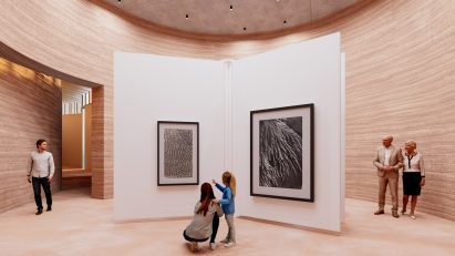 Interior render of exhibition space by Kéré Architecture