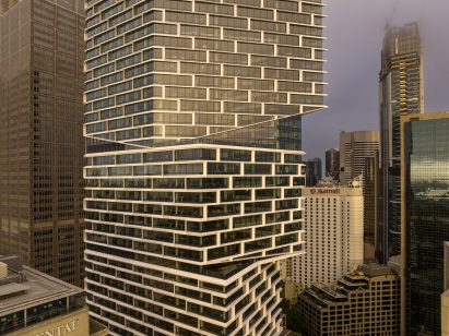 Close-up view of Sydney's Quay Quarter Tower